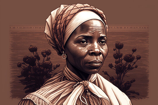 Women's history month | An intricately detailed drawing of Harriet Tubman, featuring delicate lines and shading that capture the complexity of her character and the challenges she faced. Ai