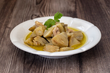 Olive oil artichoke dish cooked with lamb meat