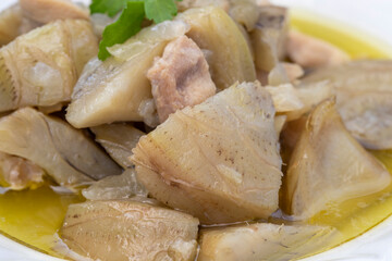 Olive oil artichoke dish cooked with lamb meat