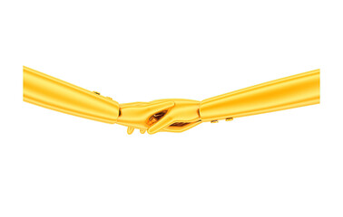 3d golden hands for handshake concept