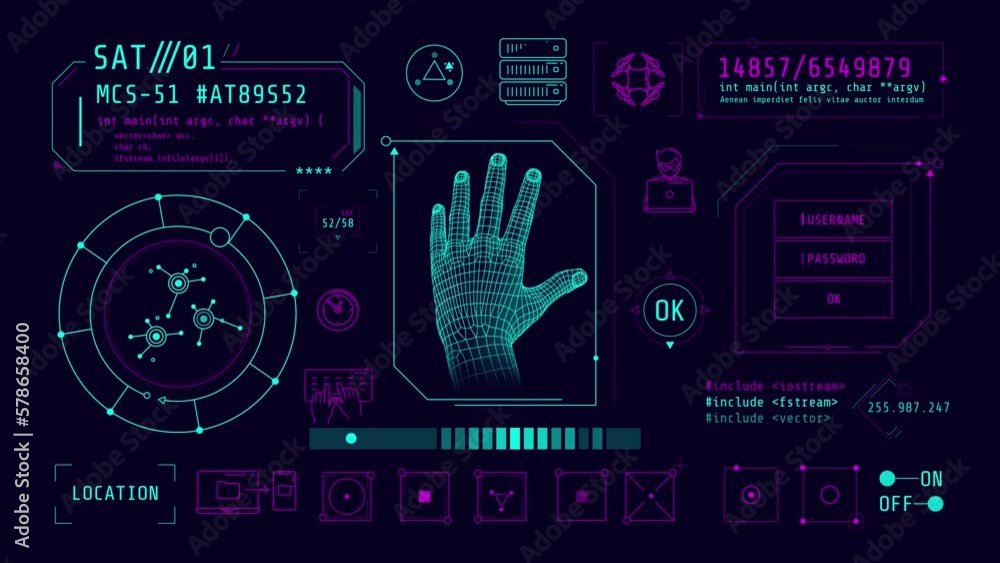 Poster infographics about computer security animated on the alpha channel.