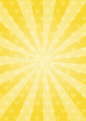 集中線　シンプル　使いやすい 　縦 黄色　ハート