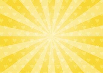 集中線　シンプル　使いやすい　横　横長 黄色　ハート