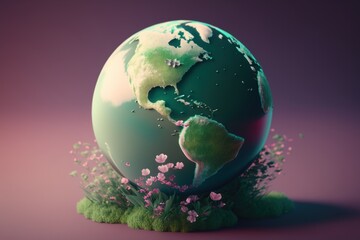 Obraz na płótnie Canvas Earth day concept on pastel color background, World environment day. Generative Ai