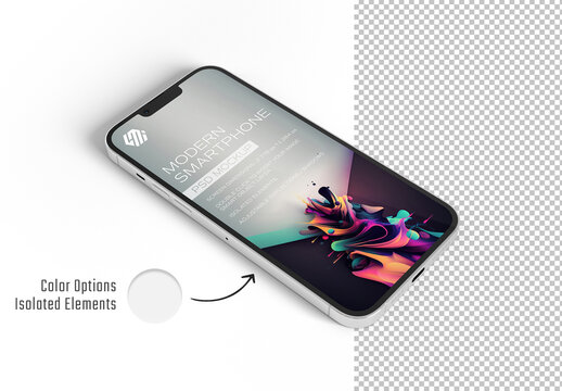 Smartphone Mockup with Editable Colors and Transparent Background