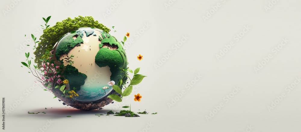 Wall mural earth day concept on white background, world environment day. generative ai