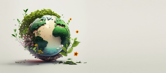 Fototapeta Earth day concept on white background, World environment day. Generative Ai obraz