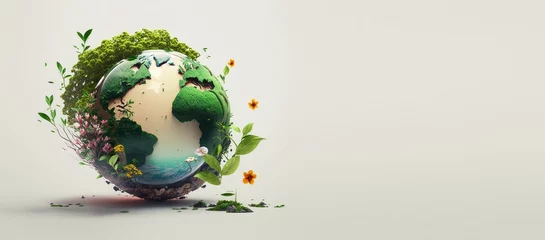 Fotobehang Earth day concept on white background, World environment day. Generative Ai © CYBERUSS