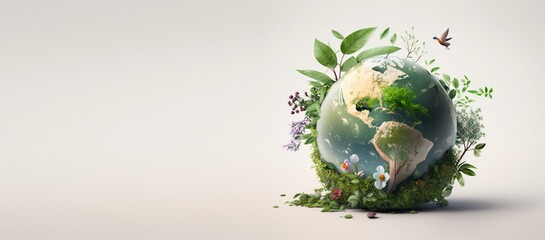 Earth day concept on white background, World environment day. Generative Ai - obrazy, fototapety, plakaty