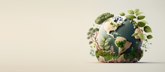 Earth day concept on white background, World environment day. Generative Ai