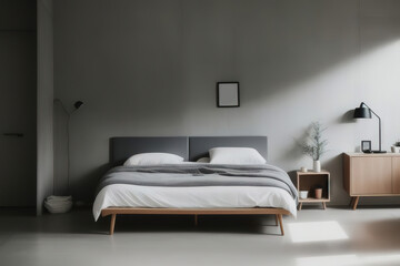 Modern stylish Scandinavian living space design in a minimalist interior. Soft light colors. Generative AI.