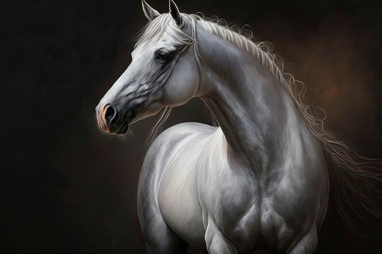 Elegant, understated horse paintings. Generative AI