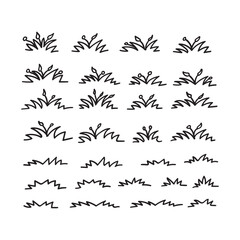 grass icon, doodle grass, gardening plant and hand drawn meadow