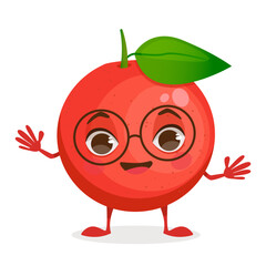 Fruit cartoon character - Grapefruit. Fruit with face, arms and legs. Vector graphic.