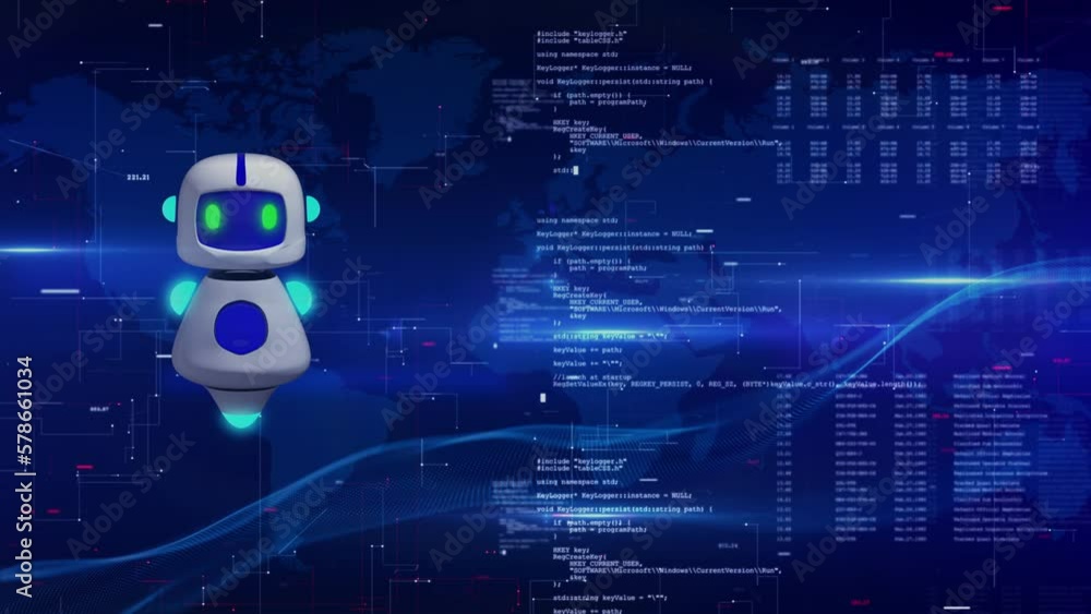 Aufkleber Futuristic computer engineer programmer AI chatbot background concept, Typing code cyber security hacking, Internet network digital technology.