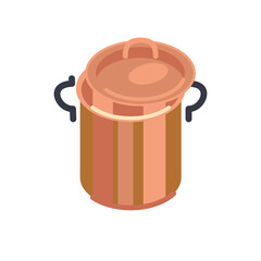 vector tall saucepan with copper lid isolated on white background
