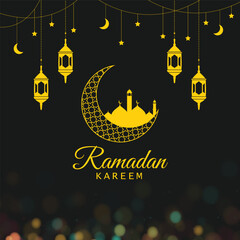 ramadan kareem illustration with shiny background