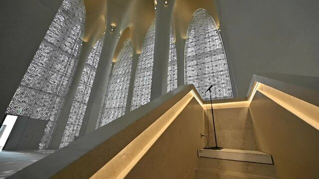 Inside view of the Mosque of the Abrahamic Family House in Abu Dhabi