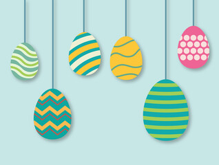 Happy Easter. Set Easter eggs with different texture on a white background. Spring holiday.