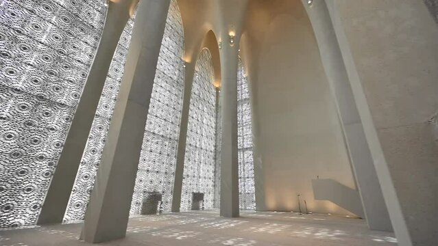 Inside view of the Mosque of the Abrahamic Family House in Abu Dhabi