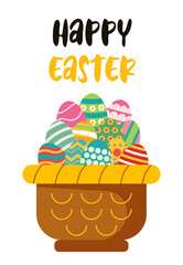 Happy Easter. Set Easter eggs with different texture on a white background. Spring holiday.