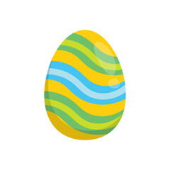 Happy Easter. Colorful patterned easter egg on a white background. Spring holiday.