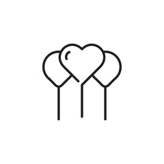 Heart-shaped Love Balloons, Romantic Love Balloons, Valentine's Day Balloons, Anniversary Balloons vector line icon.