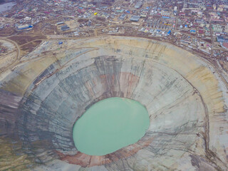 Big open-pit diamond mine of kimberlite ore.