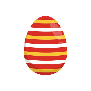 Happy Easter. Colorful patterned easter egg on a white background. Spring holiday.