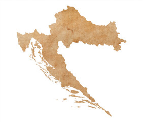 map of Croatia on old brown grunge paper