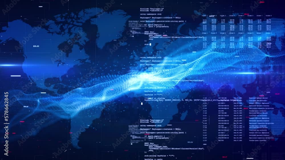 Aufkleber Typing code cyber security hacking, Internet network digital technology, Futuristic computer engineer programmer AI chatbot background concept.