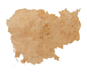 map of Cambodia on old brown grunge paper