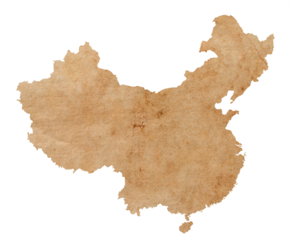 map of China on old brown grunge paper