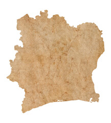 map of Ivory Coast on old brown grunge paper