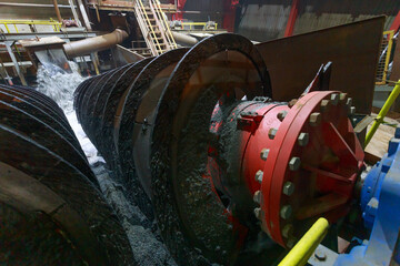 Closeup view of spiral concentrator at diamond factory. - obrazy, fototapety, plakaty
