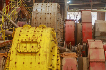 Rod mills in big workshop of diamond factory.