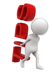 3d man carrying tips text concept