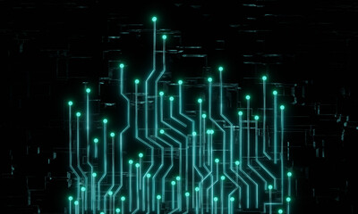 3D render Abstract technology concept particle connection background with blue lights. blue color abstract screen