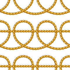 Seamless pattern with jute rope knots. Nautical, fishing and decorative nodes.