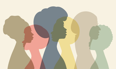 silhouettes of different  women, diversity concept