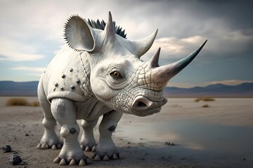 Fototapeta premium triceratops dinosaur created using AI Generative Technology