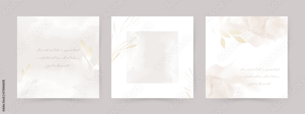 Wall mural watercolor floral templates in pastel gray color. elegant design for wedding invitation, jewelry, co