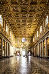 Fototapeta na wymiar Interiors of the magnificent Santa Maria Maggiore basilica in Rome