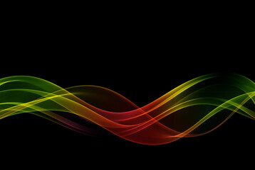 Abstract vector red wave design element on dark background. Science or technology. Design element