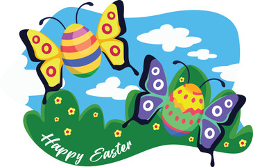 Easter Day. Vector design. New Year. Christmas. Happy Easter banner, poster, greeting card, holiday covers. Easter design with eggs, bunny, in pastel colours. 