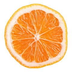 Slice of Rangpur (lemandarin) - citrus fruit, hybrid between mandarin orange and lemon isolated on...