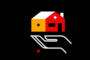 Fototapeta na wymiar Bauhaus rent vector illustration in flat style design. Geometric, colorful property icon for website,app,ui ux,web design,business,marketing,landing,web development concept 