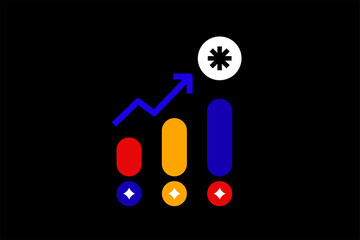 Bauhaus  growth vector illustration  in flat style design. Geometric, colorful statistic icon for website,app,ui ux,web design,business,marketing,landing,web development concept
