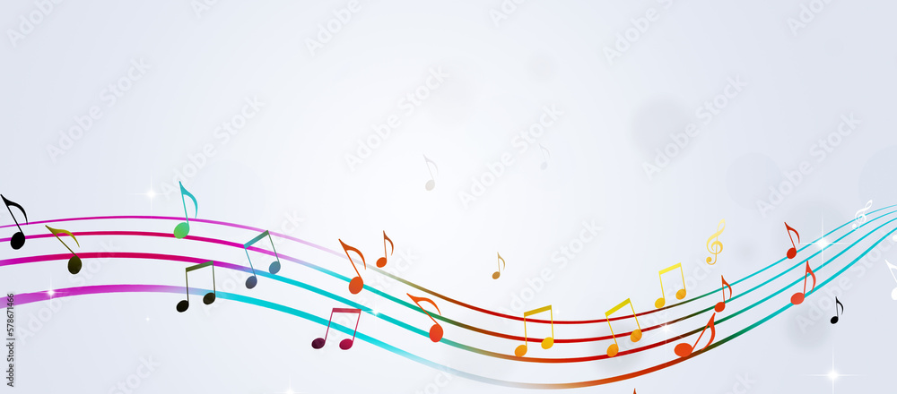 Canvas Prints Bright Music Notes Multicolor Banner