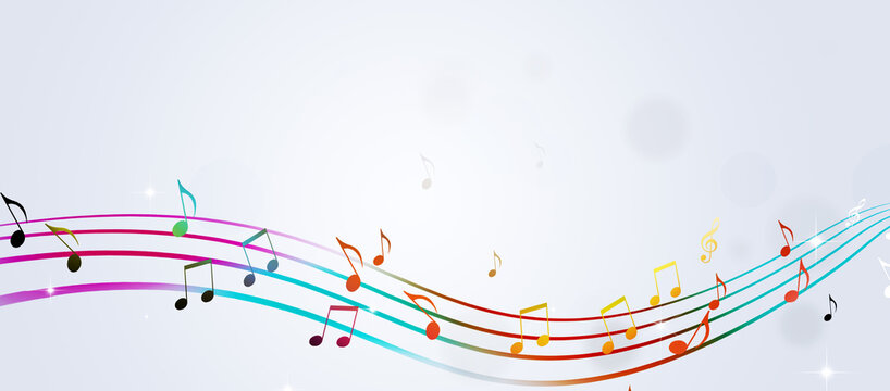 Bright Music Notes Multicolor Banner